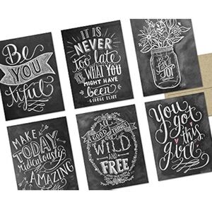 Note Card Cafe Chalkboard Greeting Card Set with Kraft Envelopes - 36 Cards